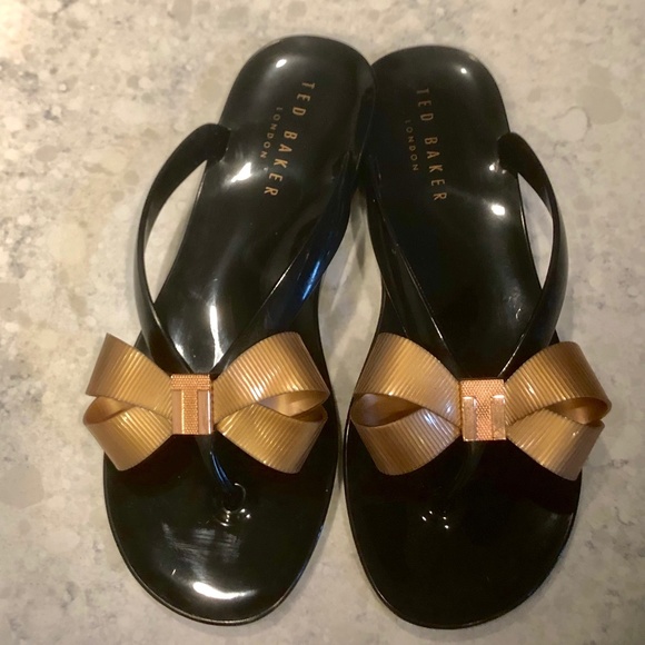 Ted Baker London Shoes | Ted Baker London Womens Suszie Bow Jelly Flip Flops | Color: Black | Size: 7.5 | Lrsalvatore50's Closet